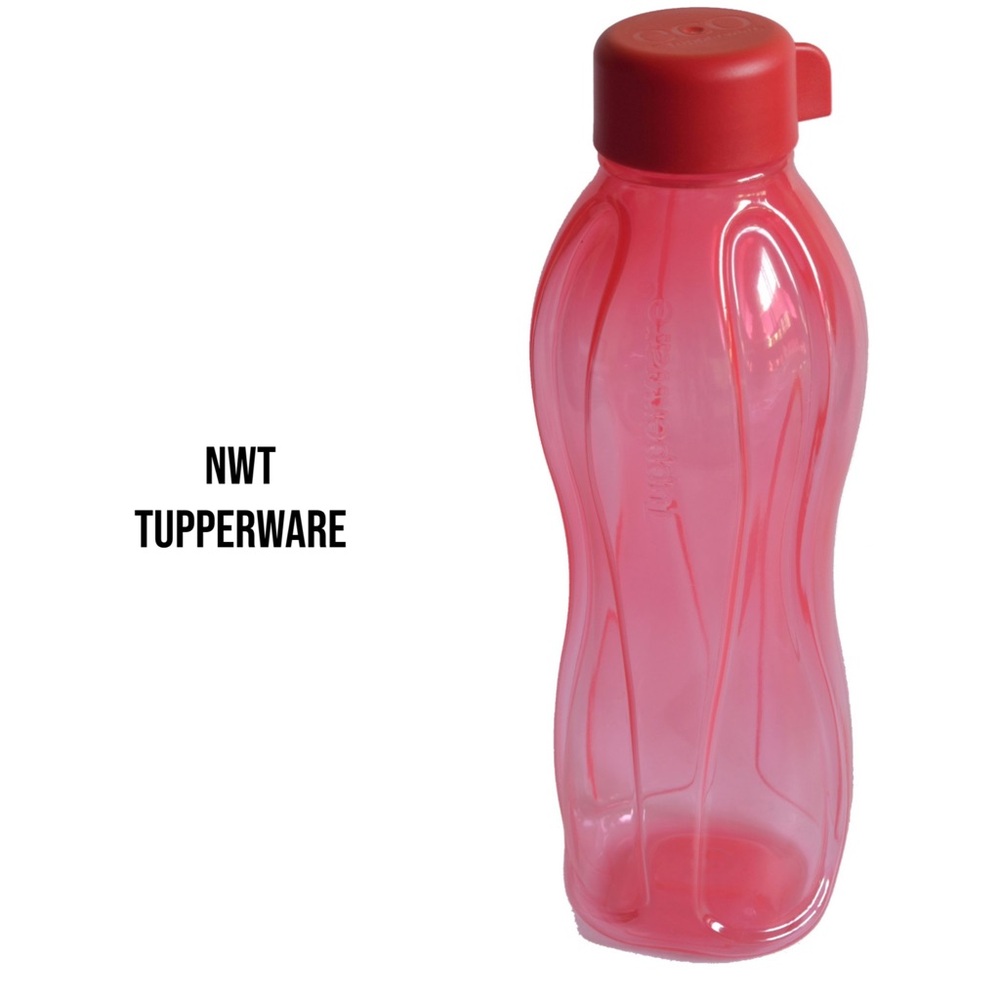 Tupperware Large EcoPlus Water Bottle with Flip Lid 1L Red Eco-Friendly New